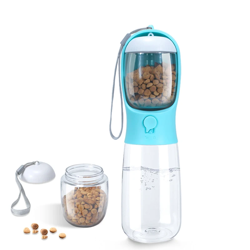 Food Grade material 2 in 1 Portable Pet Dog Water and Food Bottle for Walking Feeder for Dogs Drinking Bottle