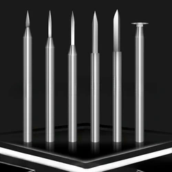 6pc Tungsten Steel Engraving Carving Knife Set Sword Shaped 2.35/3.0mm Shank Olive Amber End Mill Router Bit Wood Milling Cutter