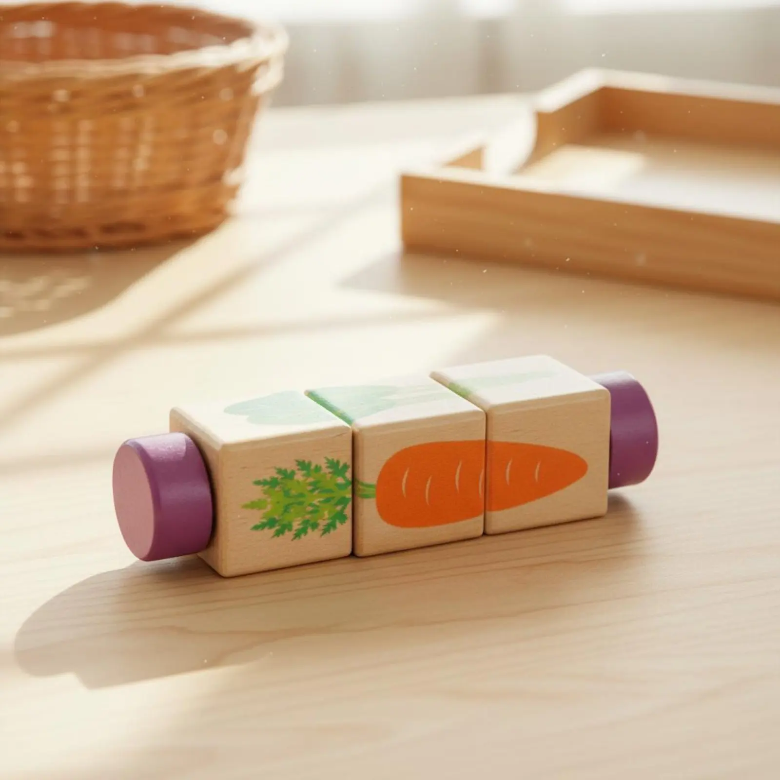 

Rotating Block Game Early Learning Wooden Twist Game Young Child Picture Matching Toy Color Recognition for Young Children