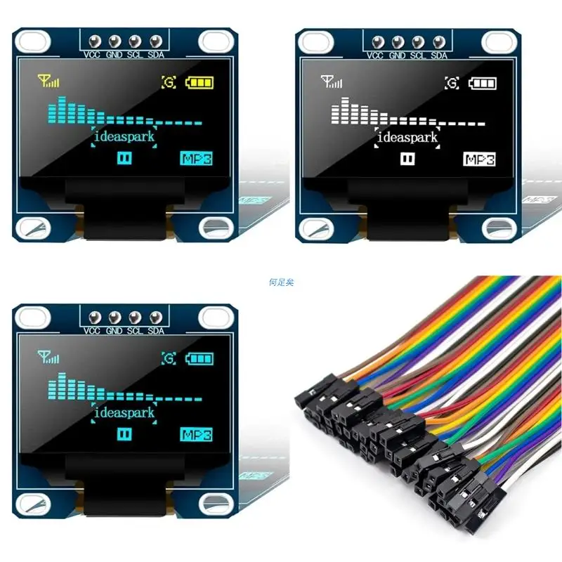 

3PCS OLED Display 0.96 Inch 3-Colors 128x64 SSD1306 SPI I2C IIC Serial- LCD Screen Board with Cable for Raspberry-Pi RPI Good