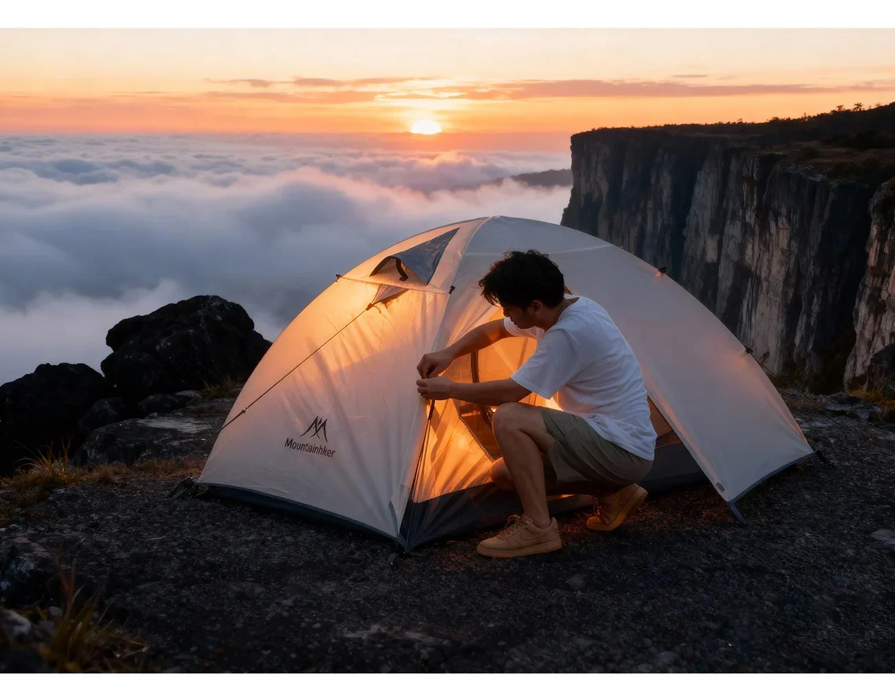 MOUNTAINHIKER Neues Leichtgewicht-Outdoor-Zelt für 2-3 Personen, Wind- und Regenfestes Professionelles Aluminium-Stangen-Wanderzelt – Detail 22