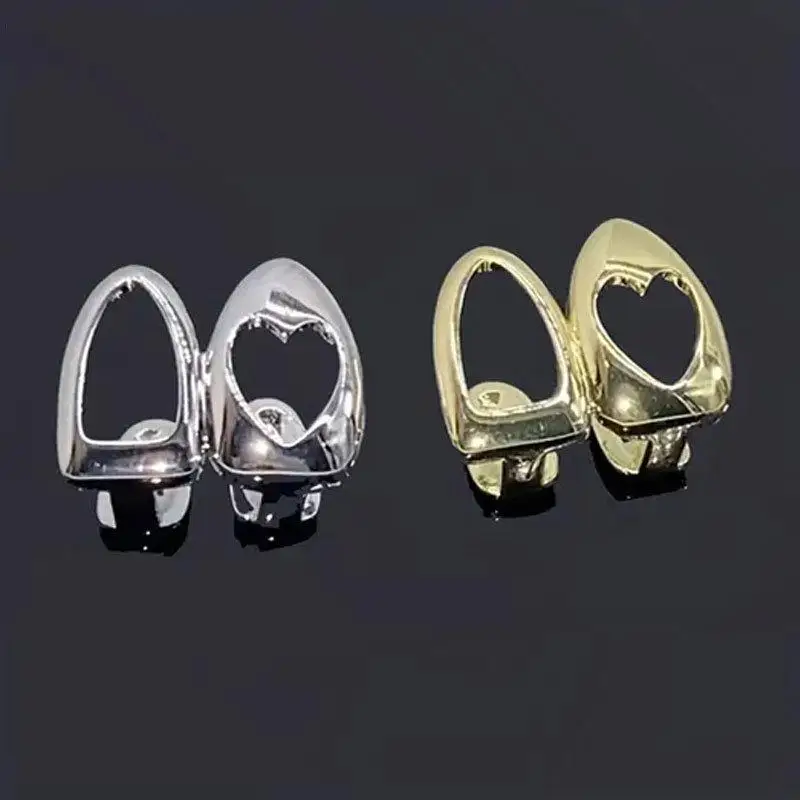 Hohle Herz-Stern-Zahnschmuck-Grillz, Doppelkappe, Strass-Zahnschmuck, Hip-Hop, glitzernde Zahnverzierung für Bühnenshows und Partys – Detail 4