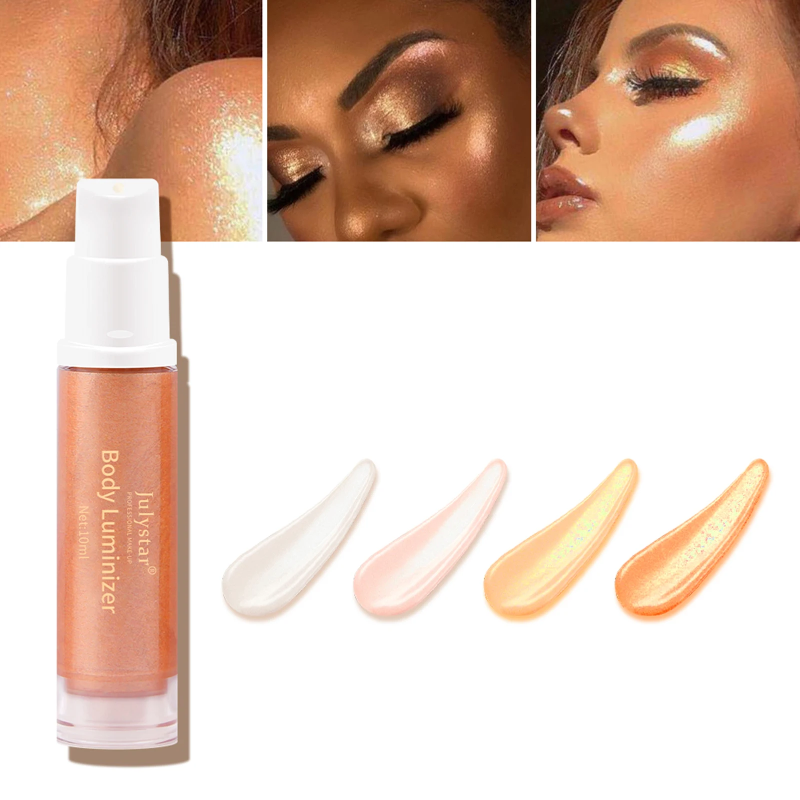 Evidenziatore abbronzante liquido Shimmer Face Body Glow Illuminator liquido Non appiccicoso Body Highlight Illuminator Diamond Rose Golden