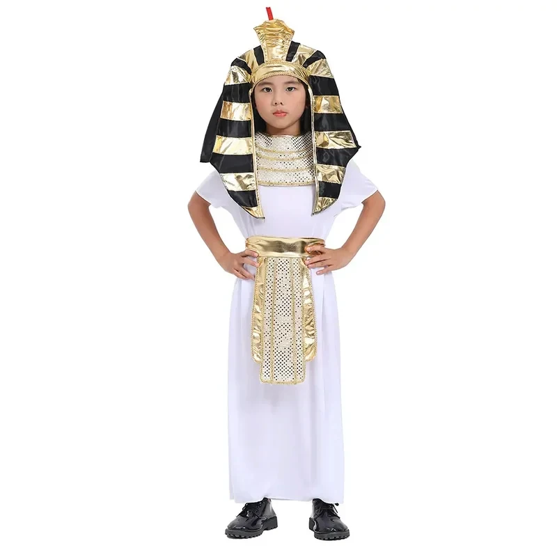 

ABC123Sydanne Kids Ancient Egyptian King Pharaoh Robe Jumpsuit Cosplay Costume Halloween Dance Stage Performance Clots,3'f.5;j.8