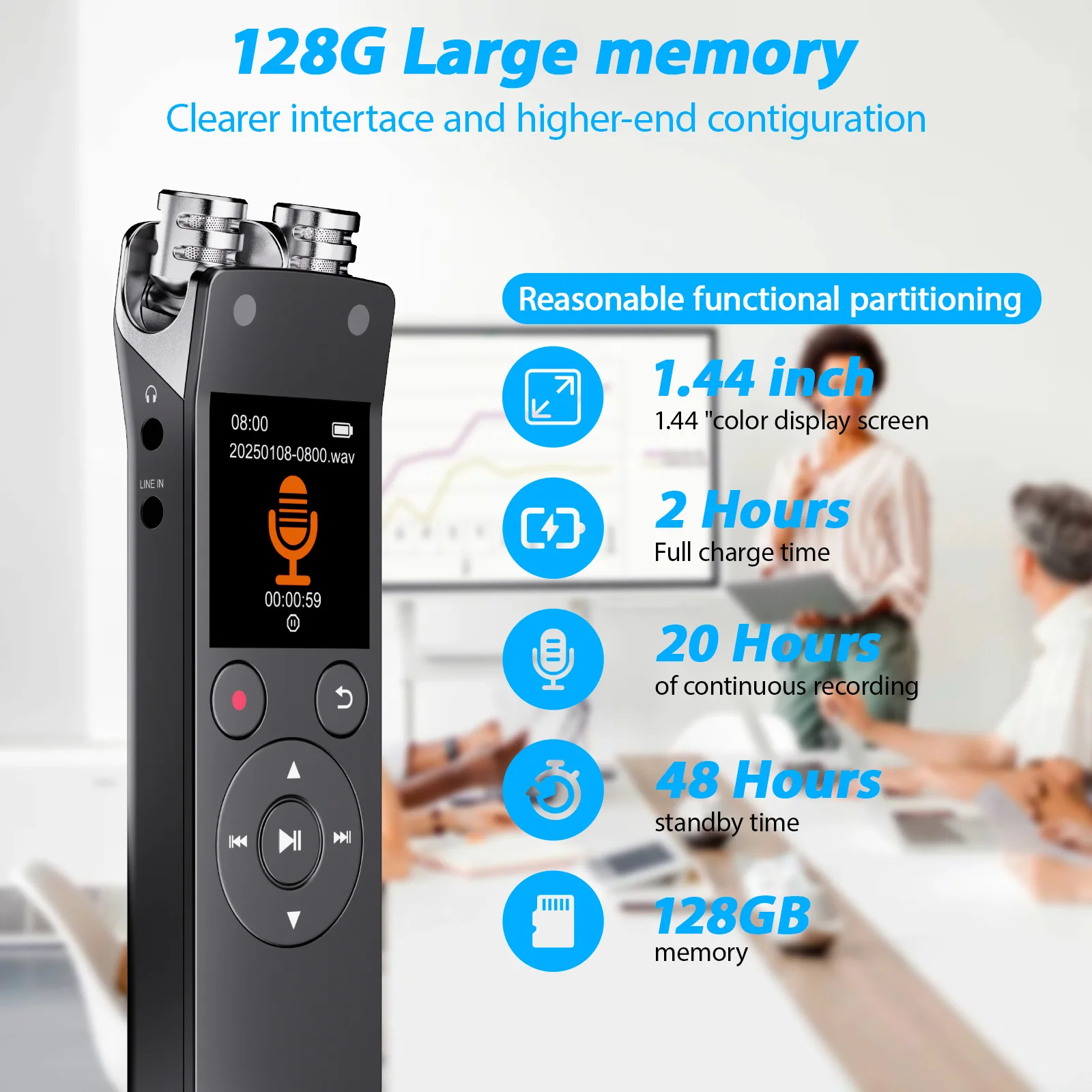 N15 مسجلات الصوت الرقمية شاشة الكريستال السائل شاشة قلم تسجيل عالية الوضوح لاعب الحد من الضوضاء بلوتوث WAV قلم تسجيل #3