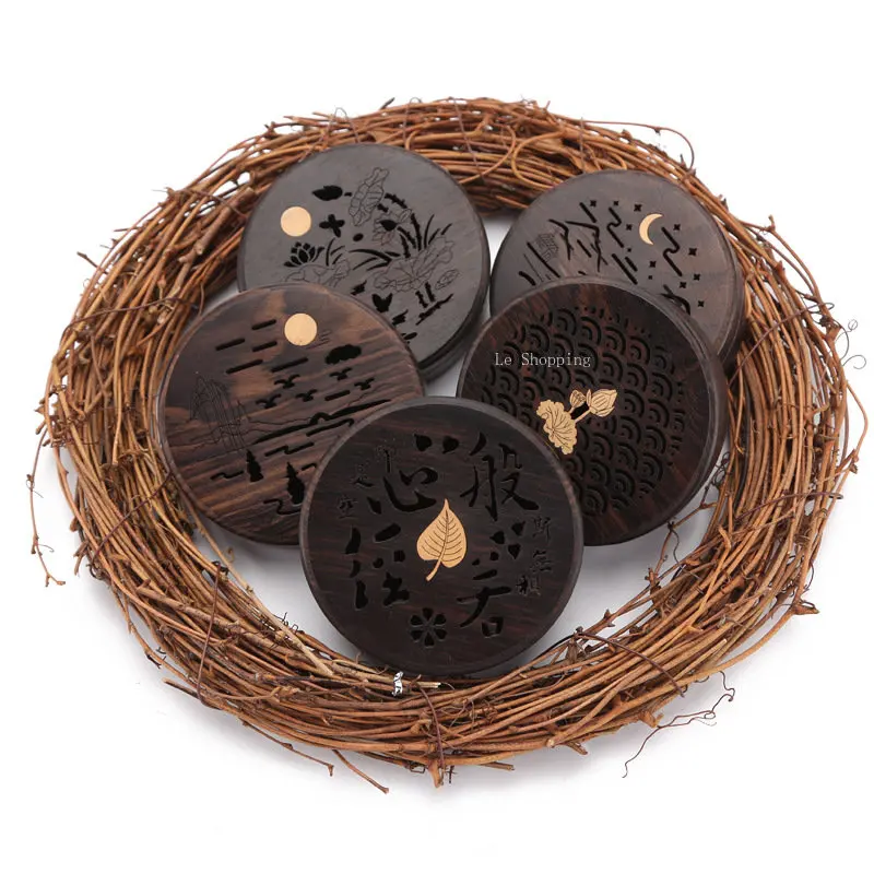 8.4cm Ebony Disc Incense Box Incense Burner DIY Zen Lying Incense Box Decoration Household Indoor Incense Burner To Purify Air