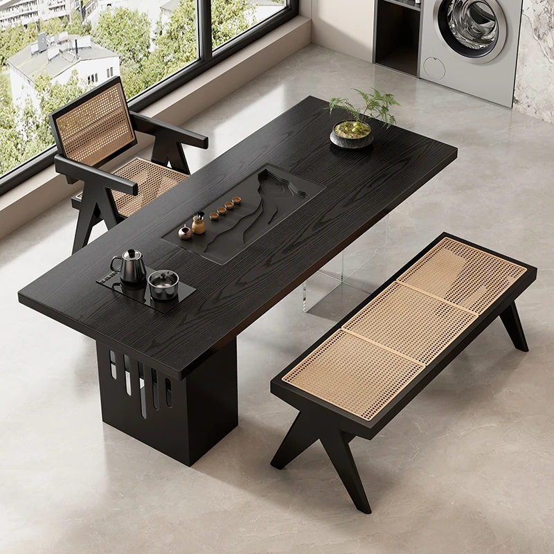 Cooker Chinese Table Traditional Wood Rectangle Storage Center Tea Table Designer Black Unique Wohnzimmer Tisch Furniture Home