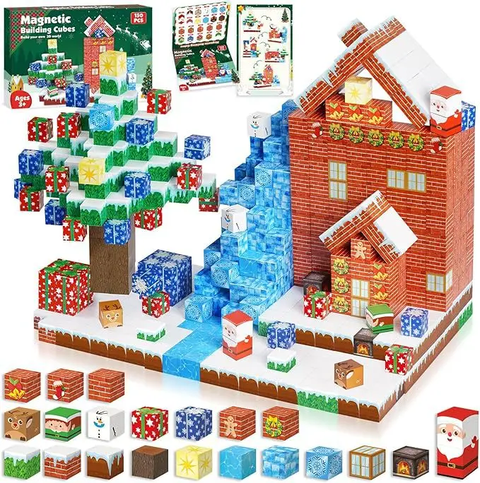 Christmas Creative Magnetic Building Block Bricks My Famous Scene World Architectural Set DIY Model Kids Toy Christmas Gifts