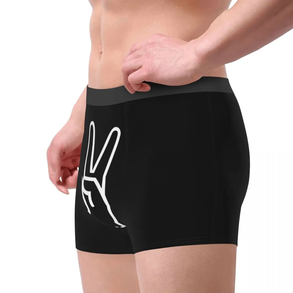 Hand Gesture Design Victory Peace Sign Hand Underpants Homme Panties Man Underwear Sexy Shorts Boxer Briefs