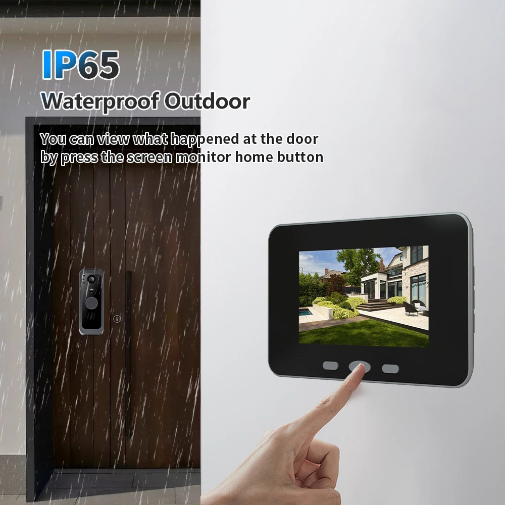 2.4G Wireless PIR Automatic Recording Two Way Audio Video Visual Intercom IP65 Outdoor Waterproof Doorbell Camera with 4