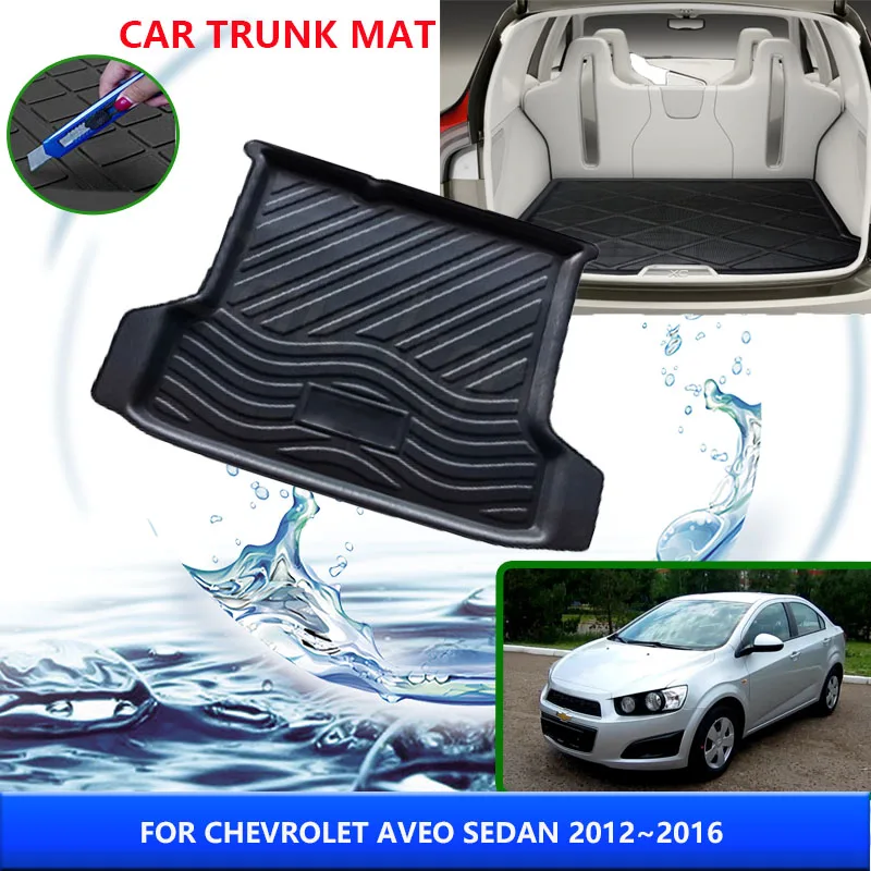 Car Trunk Mat For Chevrolet Aveo Sedan Sonic Holden Barina 2012-2016 High Temperature Resistant Storage Carpet Pads Accessories