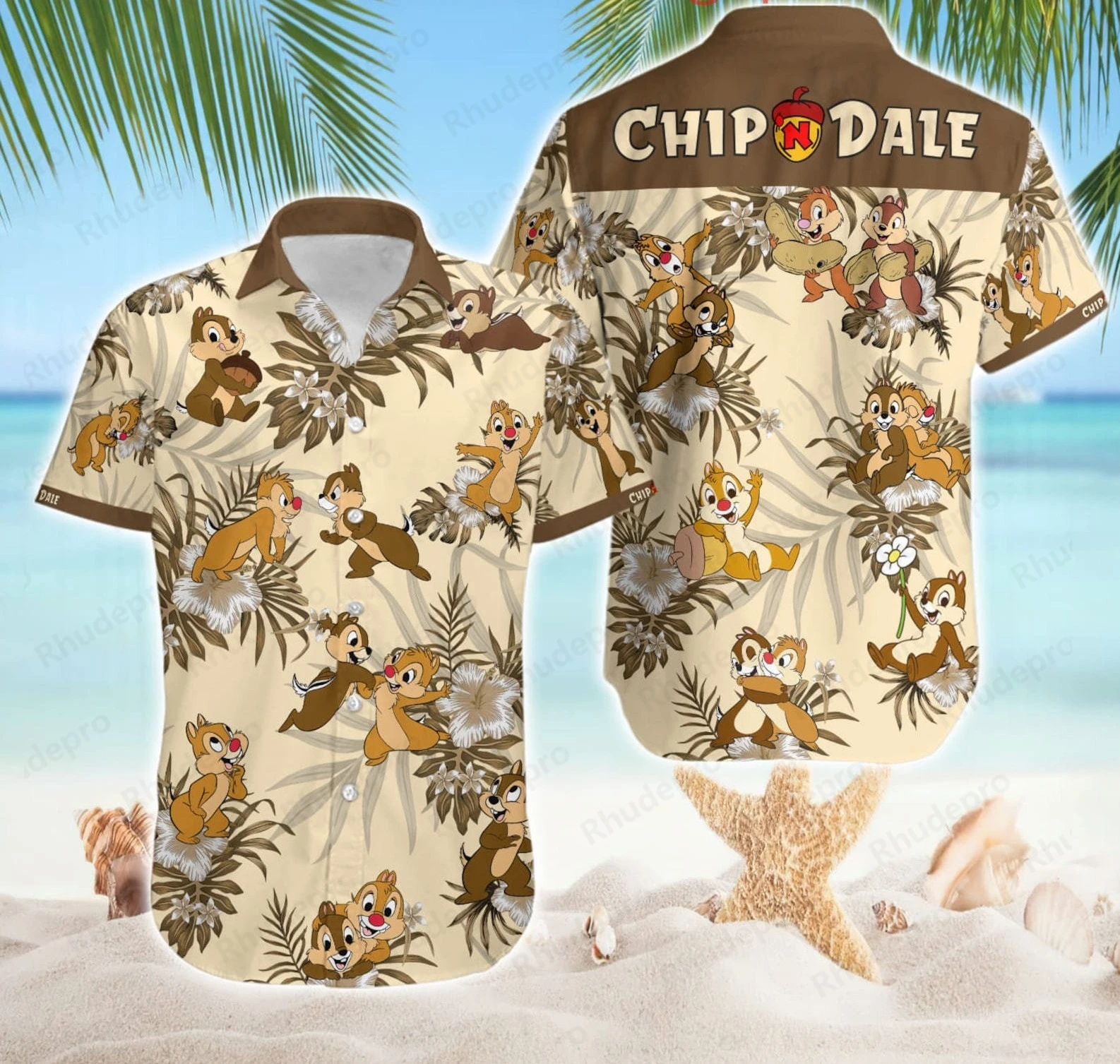 

Гавайская рубашка Disney Chip And Dale, женская рубашка на пуговицах с короткими рукавами, летняя мужская повседневная рубашка для пляжного отдыха и защиты от солнца