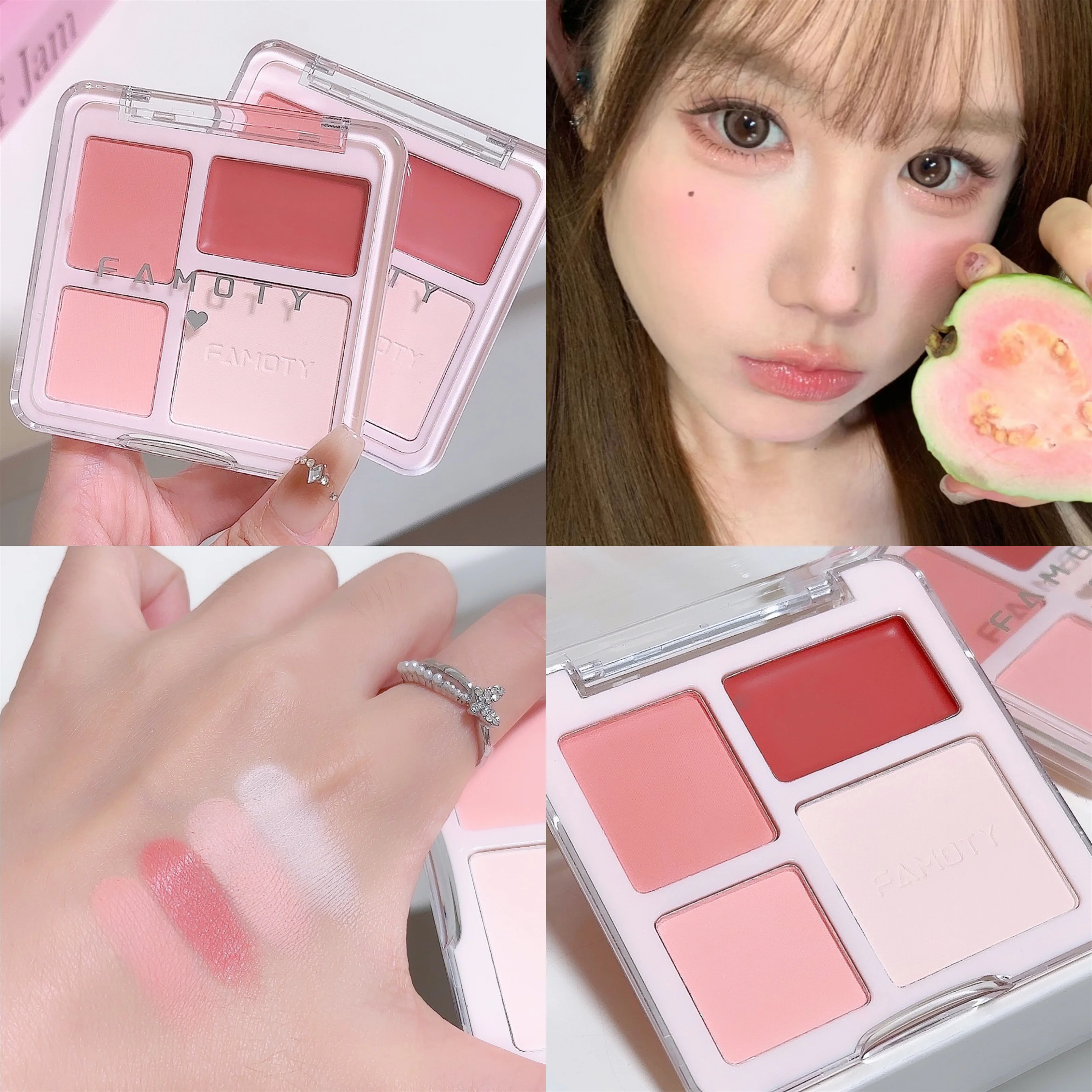 4 Color Blush Palette Rose Hawthorn Cheek Tint Blusher Powder Natural Face Makeup Matte Peach Rouge Contour Shadow Palette