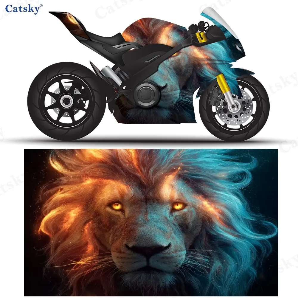 

Flame Lion Motorcycle Sticker, Detachable Sticker, Universal For Motorcycles, Durable And Scratch Resistant PVC, Long-lasting Re