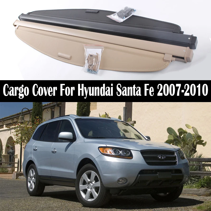 

Rear Trunk Cargo Cover For HYUNDAI Santa Fe 2007-2010 Shield Shade Curtain Partition Board Privacy Blinds Security Accessories