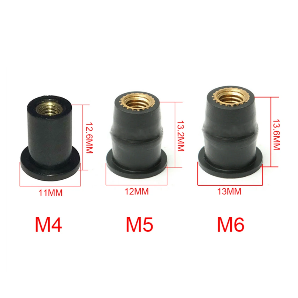 10/20 PCS M5 M6 5/6mm Metric Rubber Well Nuts Windscreen Windshield Fairing Cowl For Honda For Suzuki Auto Motorbike Off-road