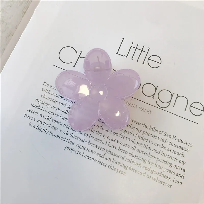 2022 Korea-Japan Jelly Color 6CM Simple Flower Hair Clip Sweet Girl\'s Back Of The Head Bath Grip Accessories For Women