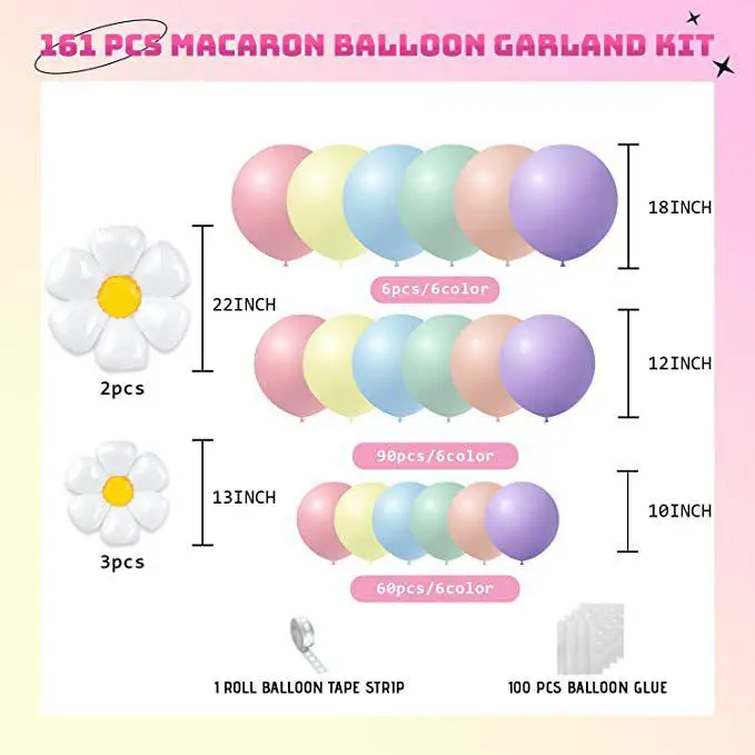 Pastel Balloon Garland Kit Daisy Balloon Garland For Girls Birthday Wedding Baby Shower Daisy Theme Party Decorations