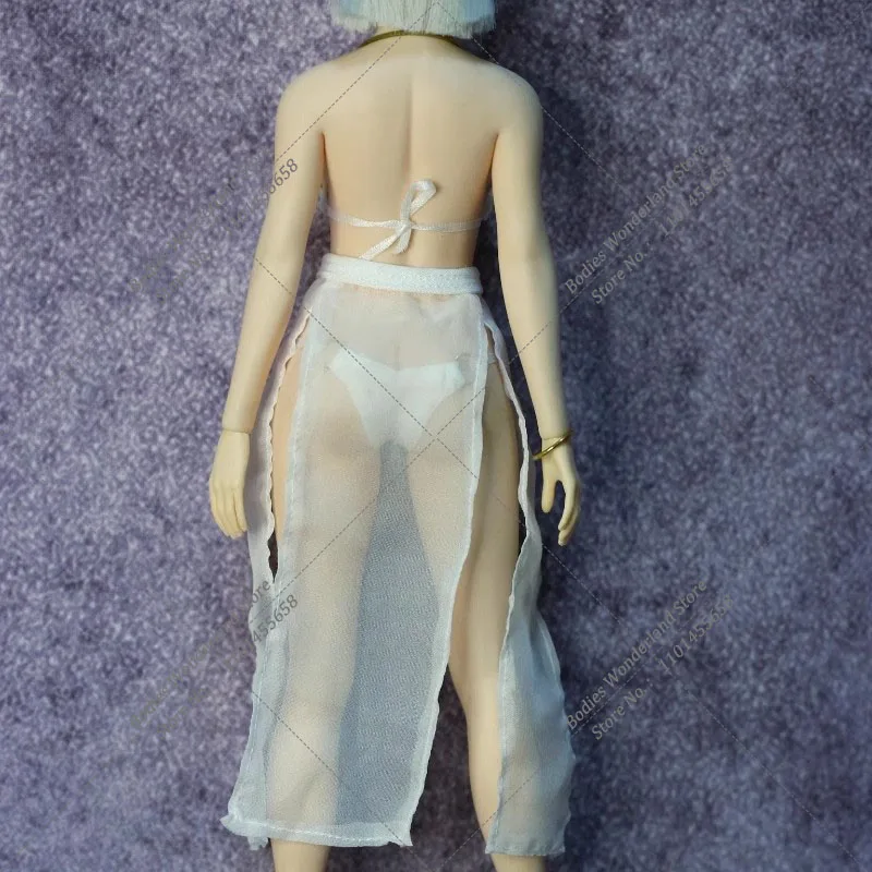 Белый цвет, масштаб 1/6, женское вечернее платье с бретелькой на шее, длинная юбка, модель одежды, подходит для 12-дюймовой фигурки женщины-солдата, тело