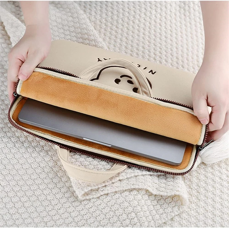 Cute Cartoon Bear Laptop Bag Case for Macbook Air Pro Hp Lenovo 13 14 15 15.6 16 Inch Notebook Lap Tops Carrying Handbag Cover