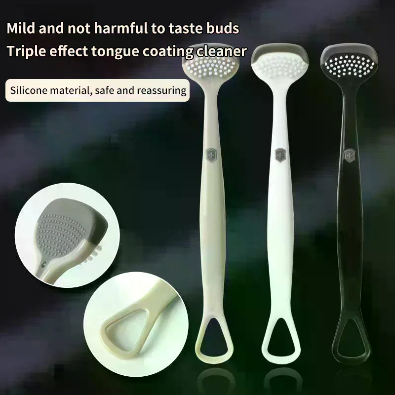 Effect Tongue Scraper Tongue Scraping Plate Oral Cleaning Brush Reusable Fresh Breath Oral Hygiene Care Cleaning Tools Triple