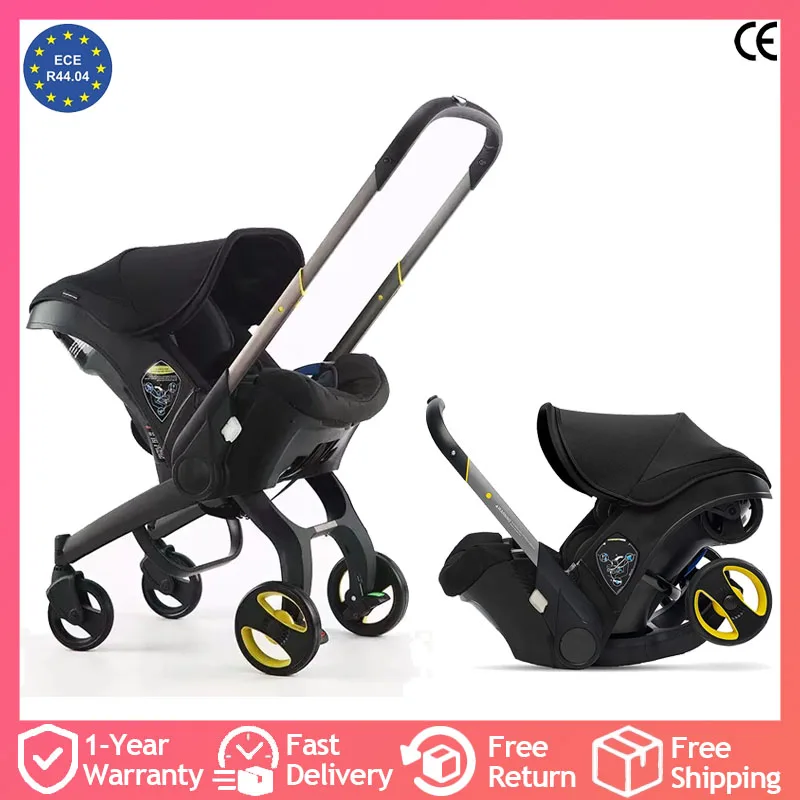 

Compact Baby Stroller 4 in 1 Car Seat Stroller Lightweight Pushchair All in One Travel System for Newborns Travel Pram Doona