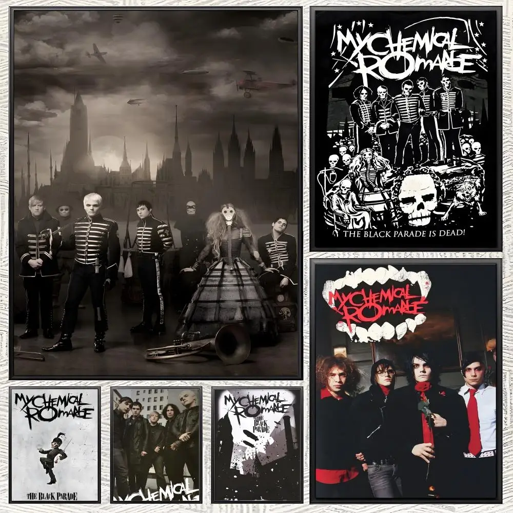 music M-My Chemical Romance Poster Self-adhesive Paper Print Home Living Room Bedroom Entrance Bar Cafe Art