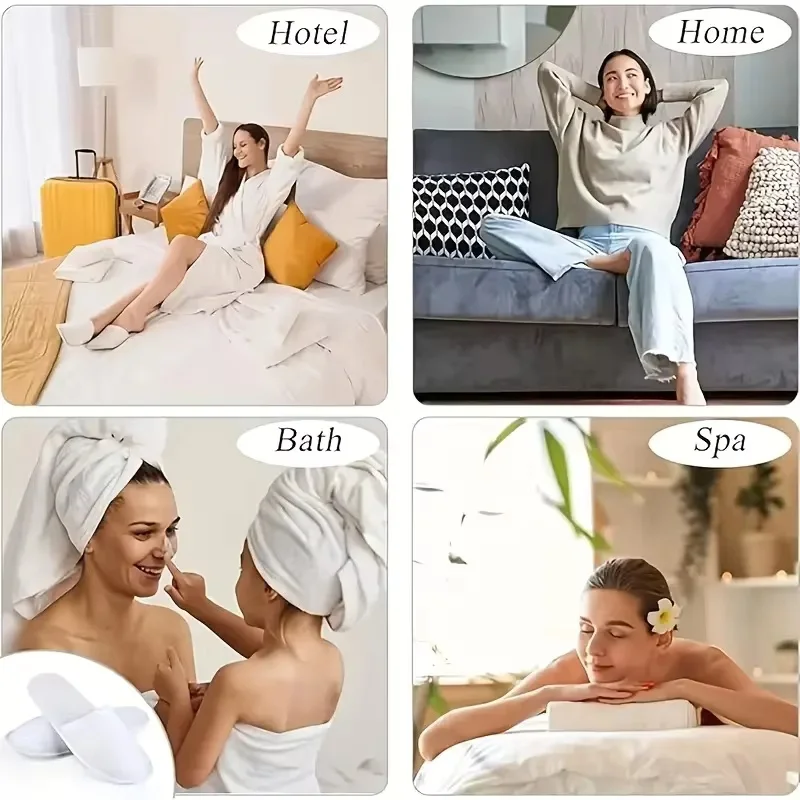 20 Pairs of Luxury Hotel and Spa Slippers, Non-Slip and Comfortable, Disposable Travel Slippers, Individually Packaged, White Fabric Slippers for Men and Women, Perfect for Family Travel and Leisure Wear, Unisex Slippers with a Soft Texture