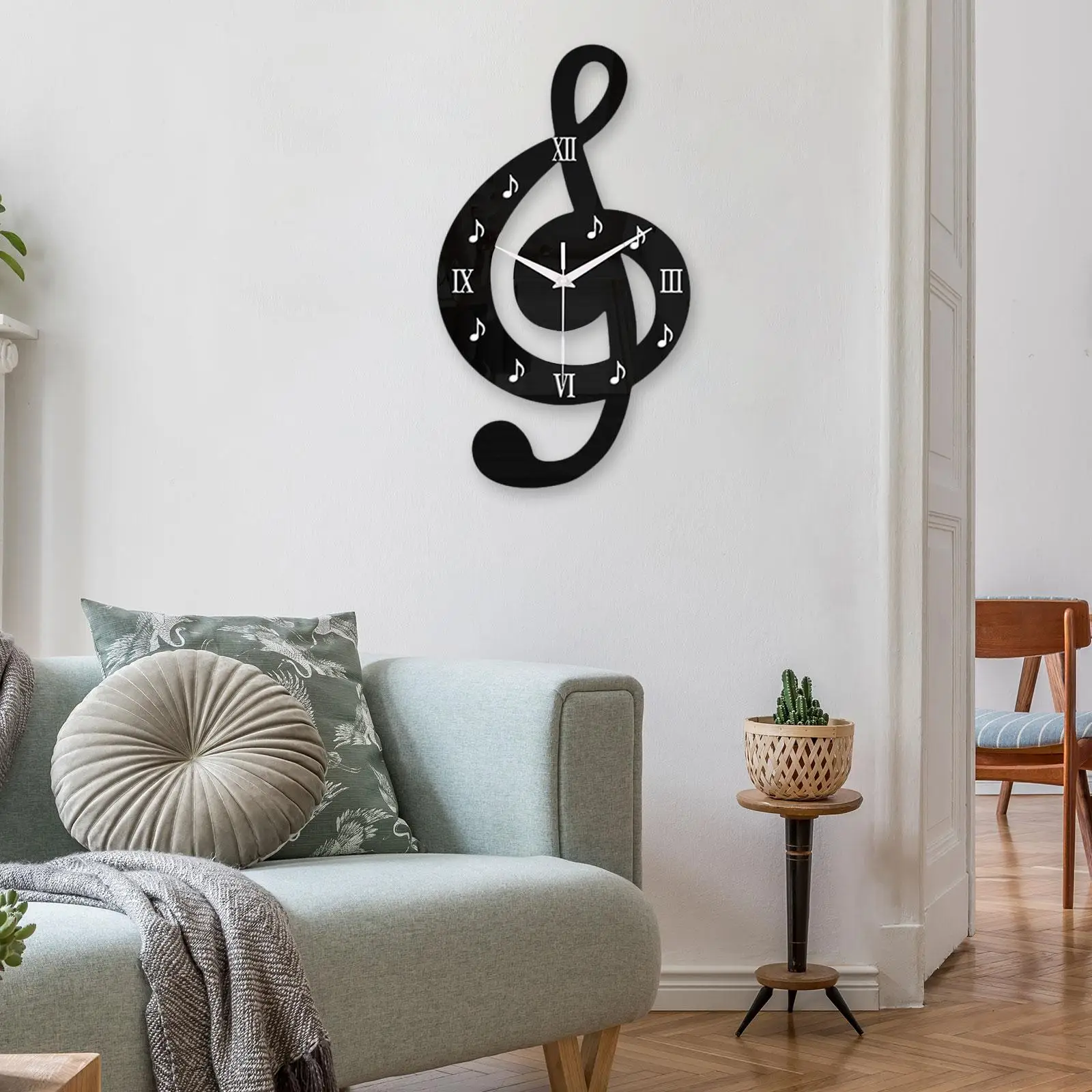 

Wall Clock Decorative Watch Nordic Design Decoration Lightweight Art Musical Note for Bedroom Gift Dining Room Office Kitchen