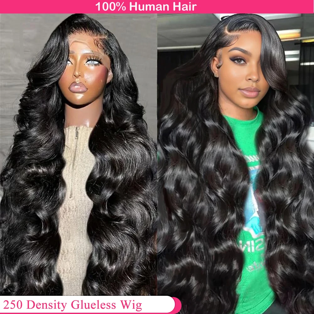 Body Wave Glueless Wig Human Hair Ready to Wear 250 Density Human Hair Wigs Pre plucked 6X6 Glueless Pre cut Lace Wig For Women