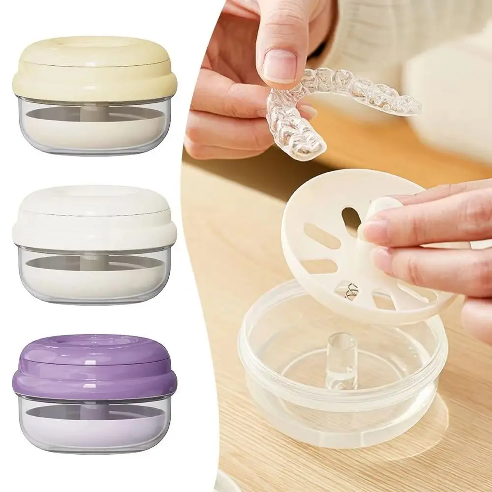 Elastic Lifting Portable Denture Case No-Leak Design Sealed Denture Soak Cup with Mirror Dustproof Case