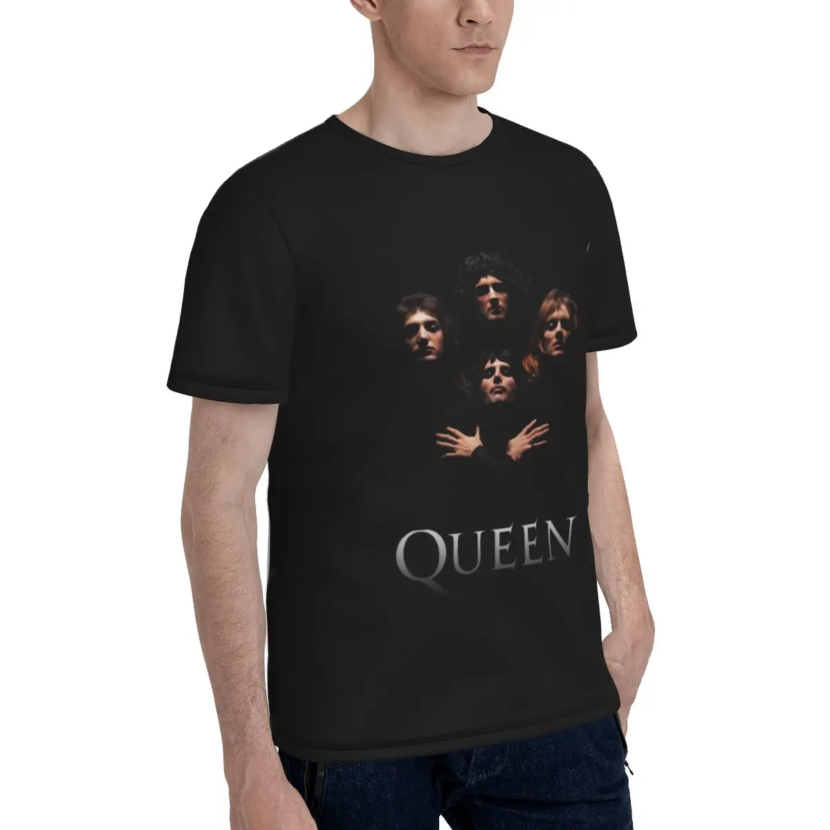 Banda Freddie Mercury Queen T-Shirt dos homens, 3D Print, Manga Curta, Designer Tees, Único