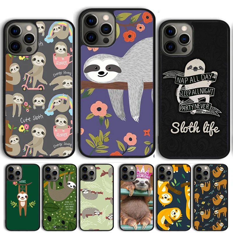 Kawaii Cute Sloth Hang Phone Case For iPhone 14 15 16 13 12 Mini Max Cover For Apple 11 Pro Max 8 7 Plus SE2020 Coque