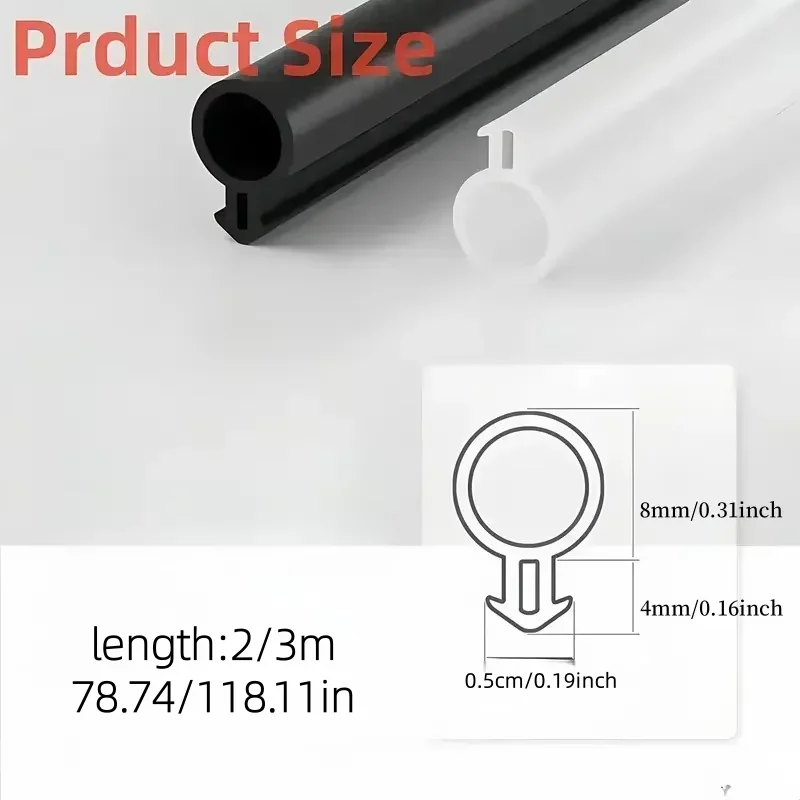1PC 2m/3meters  silicone plastic window sealing strip energy-saving, durable and easy to install,flexible soundproof,