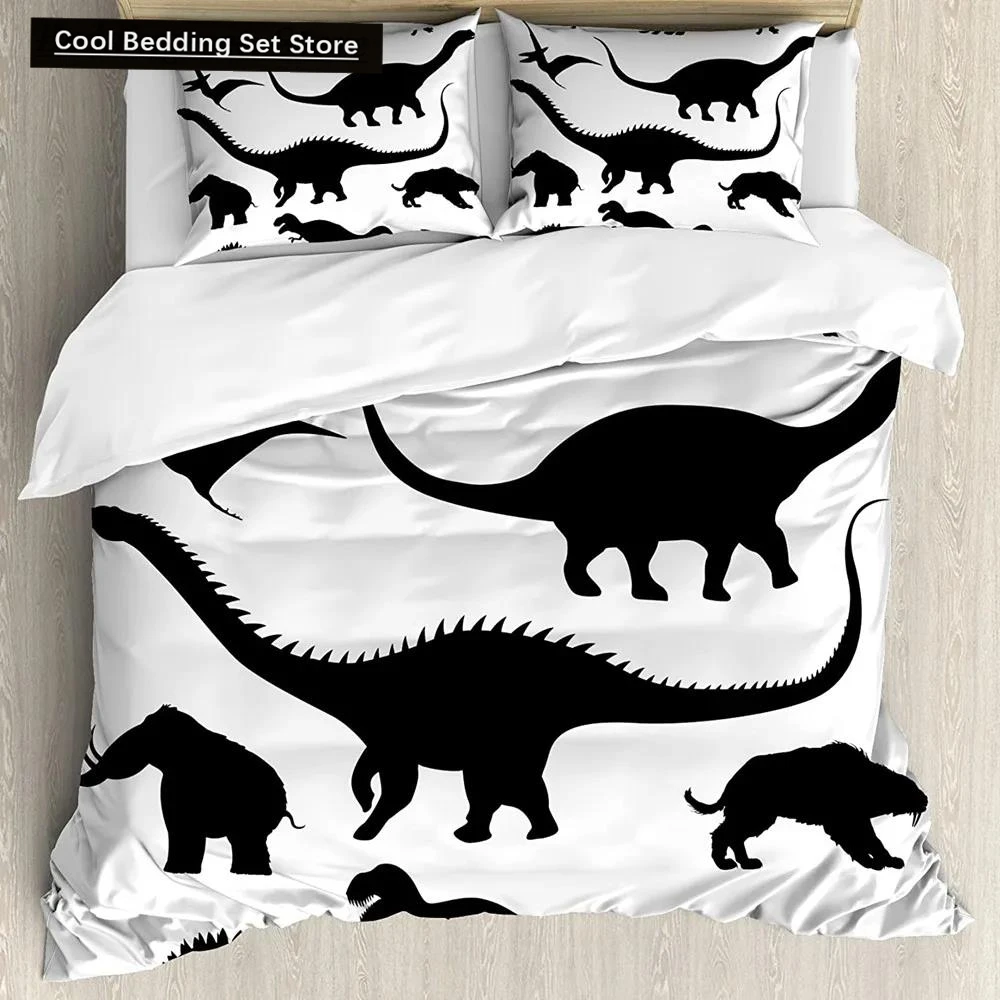 Dinosaur Duvet Cover Black Evolution Extinction Predator Animals Bedding Set Full Double Queen King Size Polyester Qulit Cover