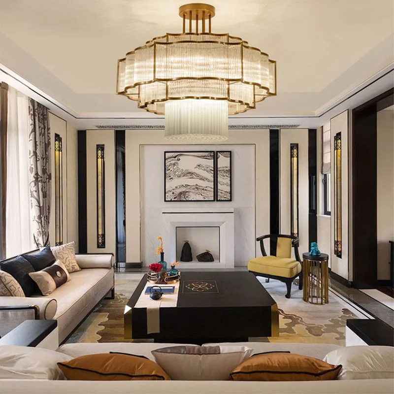 Light Luxury Crystal Chandelier Living Room Dining Room Restaurant Private Room Duplex Building Ceiling Chandelier Led Light