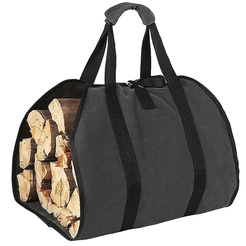 Supersized Canvas Firewood Carrier Log Carrying Bag Waterproof Wood Carrier for Firewood Log Carrier Fireplace Tote Storage Bag