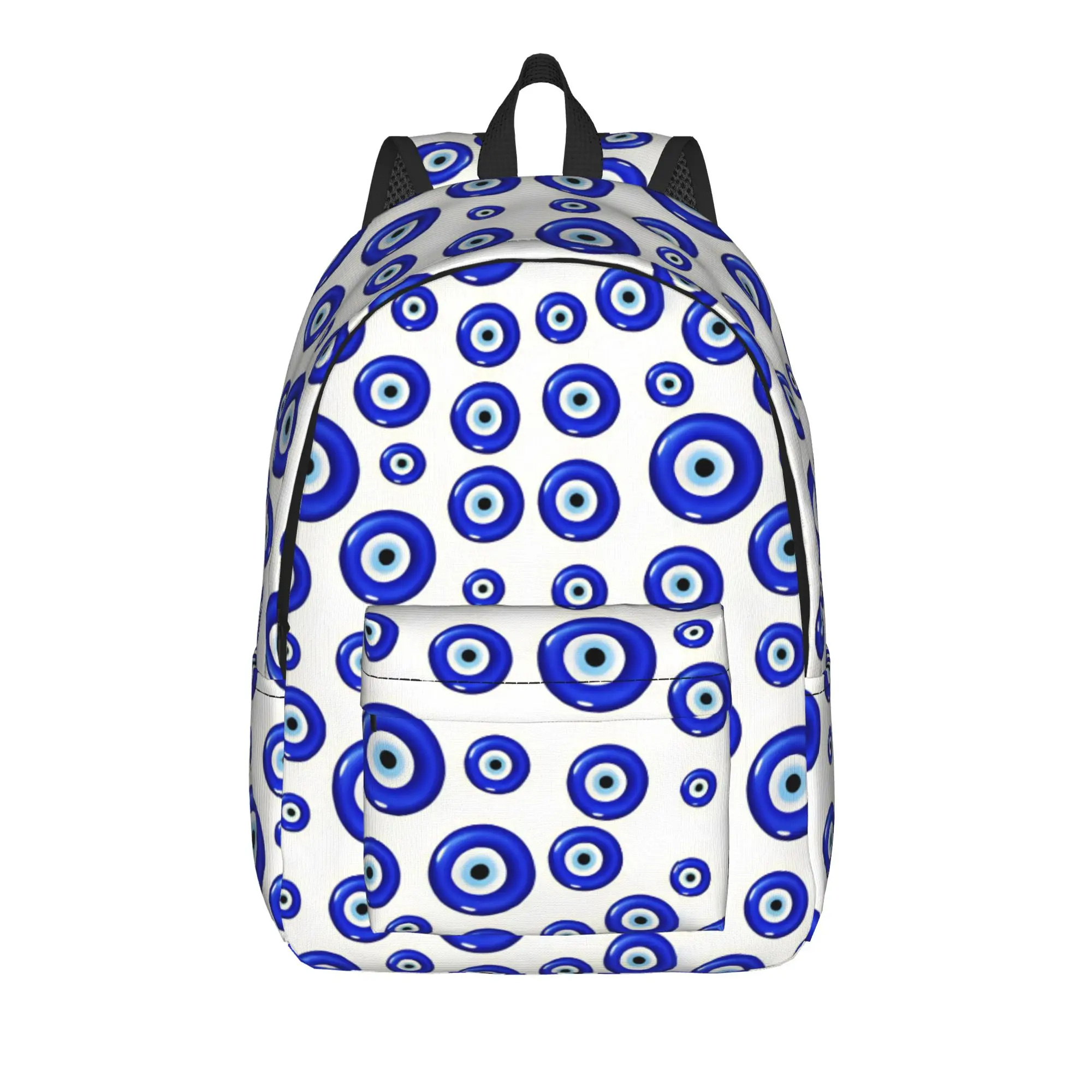 Blue Evil Eye Backpack  Student Unisex Polyester Camping Backpacks Soft Fun School Bags Rucksack
