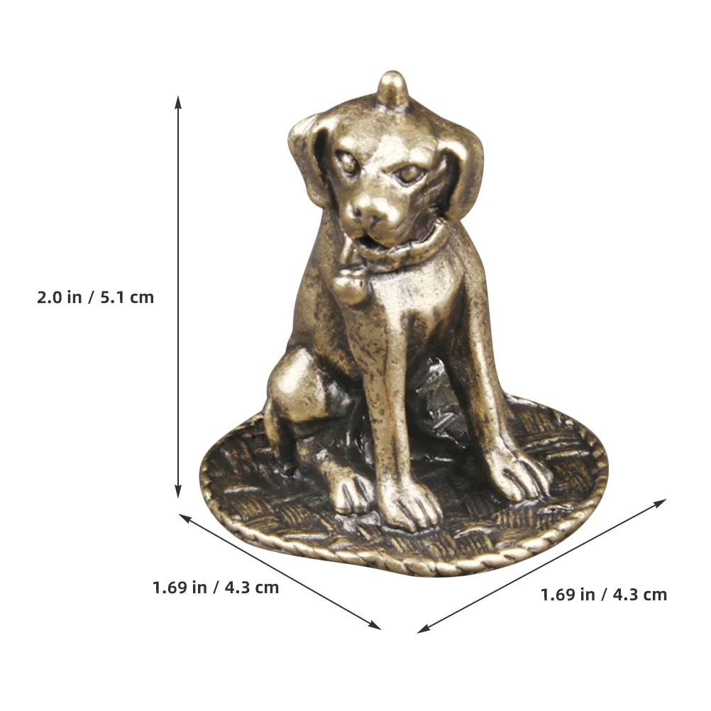 

Vintage Brass Dog Statue Decoration Desktop Home Office Art Sculpture Small Animal Ornament for Shelf Cabinet Indoor Decor