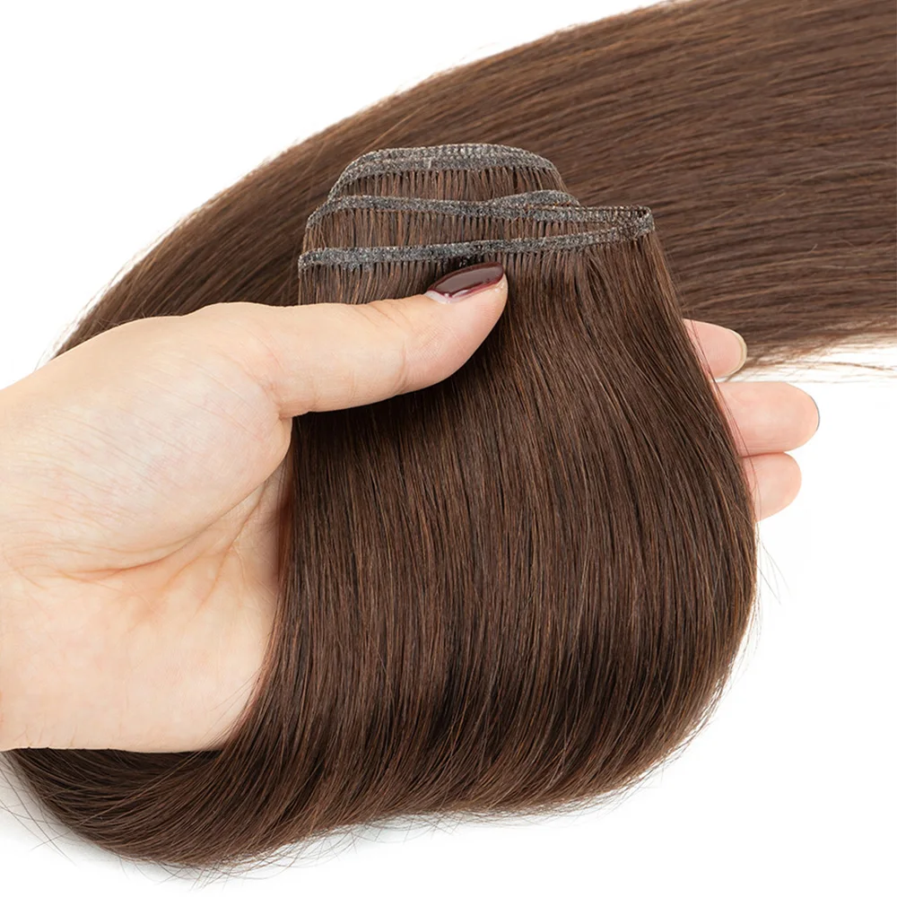 Genius trama em linha reta brasileiro natural feixes de cabelo humano 12 "16" 20 "24" extensões de cabelo invisível 40-50g tece de cabelo para mulher