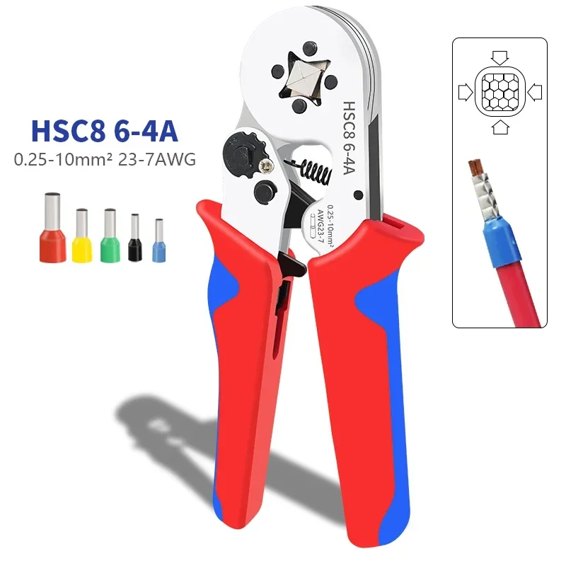 BIESUO Crimping Pliers Ferrule Sleeves Tubular Terminal Tools HSC8 6-4 0.25-10mm2  Professional Electrician Adjustable Ratche