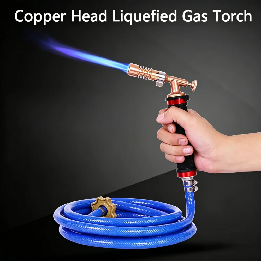High Quality Copper Welding Torch 1300℃ LPG Propane Flame Gun Air Conditioning Repair Flamethrower For Ox Hair And Grease Remova