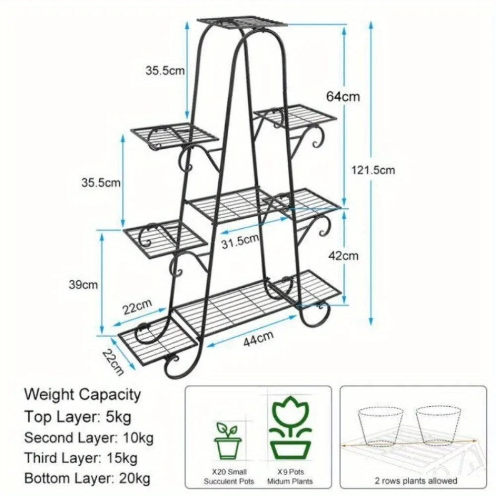 Multilayer Metal Plant Stand 9 Tiered Shelf Unit Garden Patio Display Rack