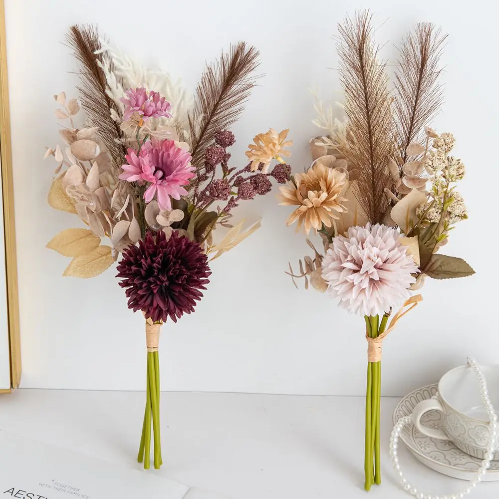 Artificial Flower Silk Reed Chrysanthemum Wedding Bride Bouquet Gift Home Vase Yard Festival Outdoor Garden Decor Hot Sale Props