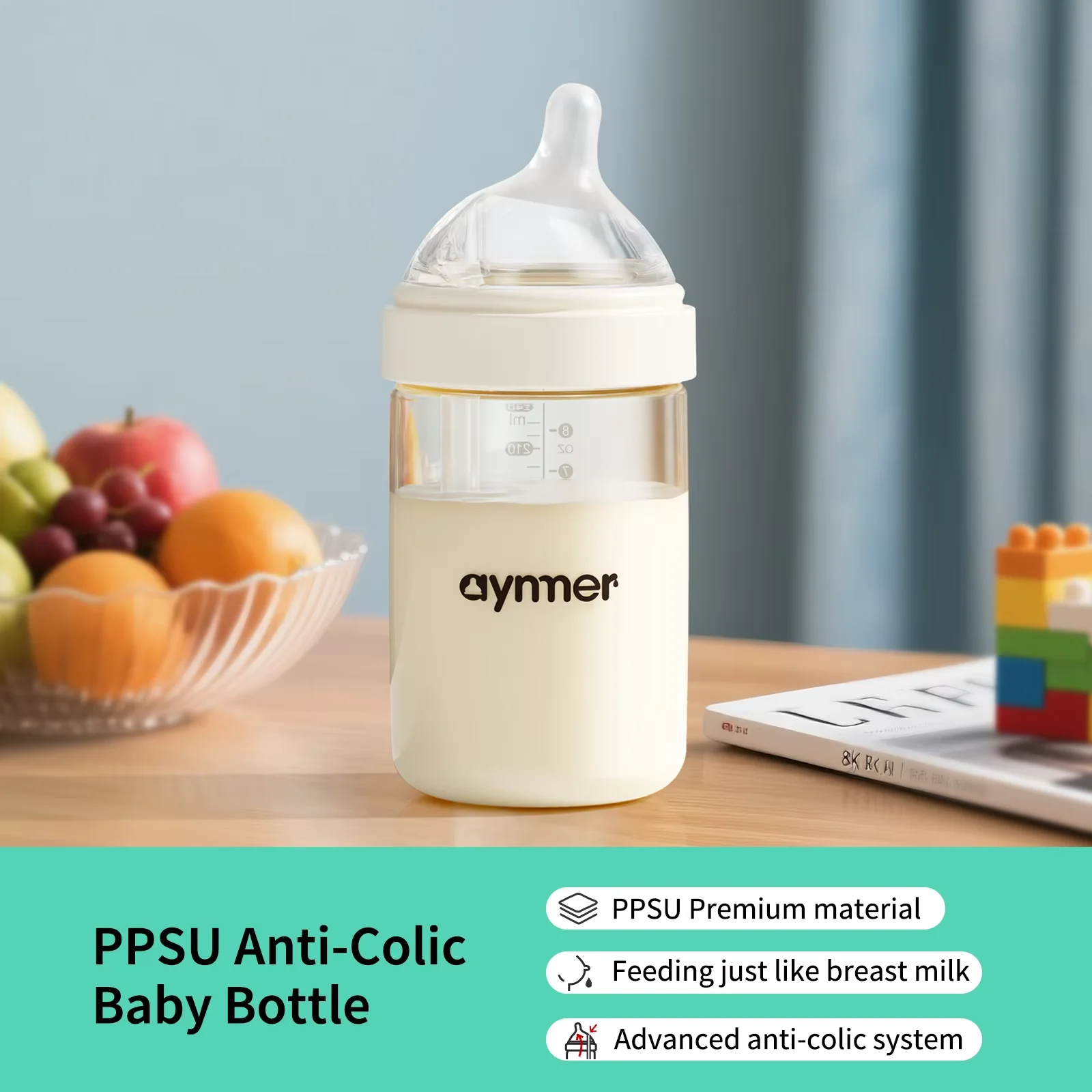 2Pcs Newborn Baby Anti Choking Bottles Safety PPSU Materials Baby Bottles 0-3Y Baby Silicone Nipple Bottle For Newborn Feeding