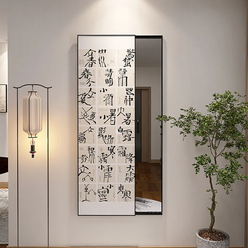 Twenty-four solar terms hidden full-length  hanging wall painting new Chinese entrance push-pull full-body  decorati