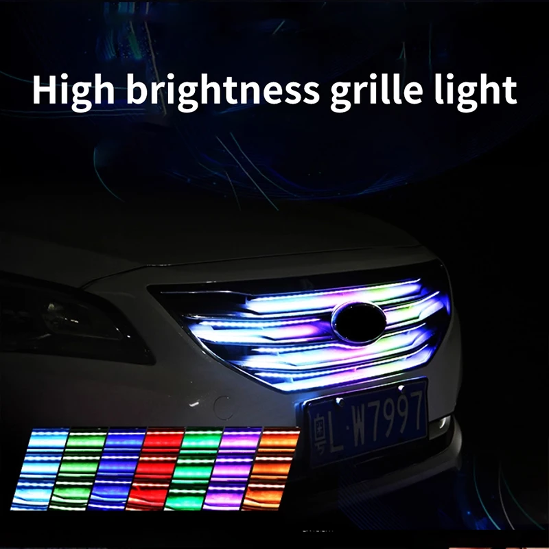 Car decoration with mesh flow lights, scanning through breathing lights, flow lights, turn signals, LED daytime running marquee
