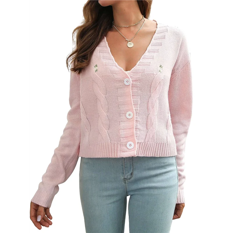 

【HOT-SELLING!】Cardigan Sweaters For Women Chunky Knit Cardigan Long Sleeve V-Neck Button Sweater Jacket Fall Winter