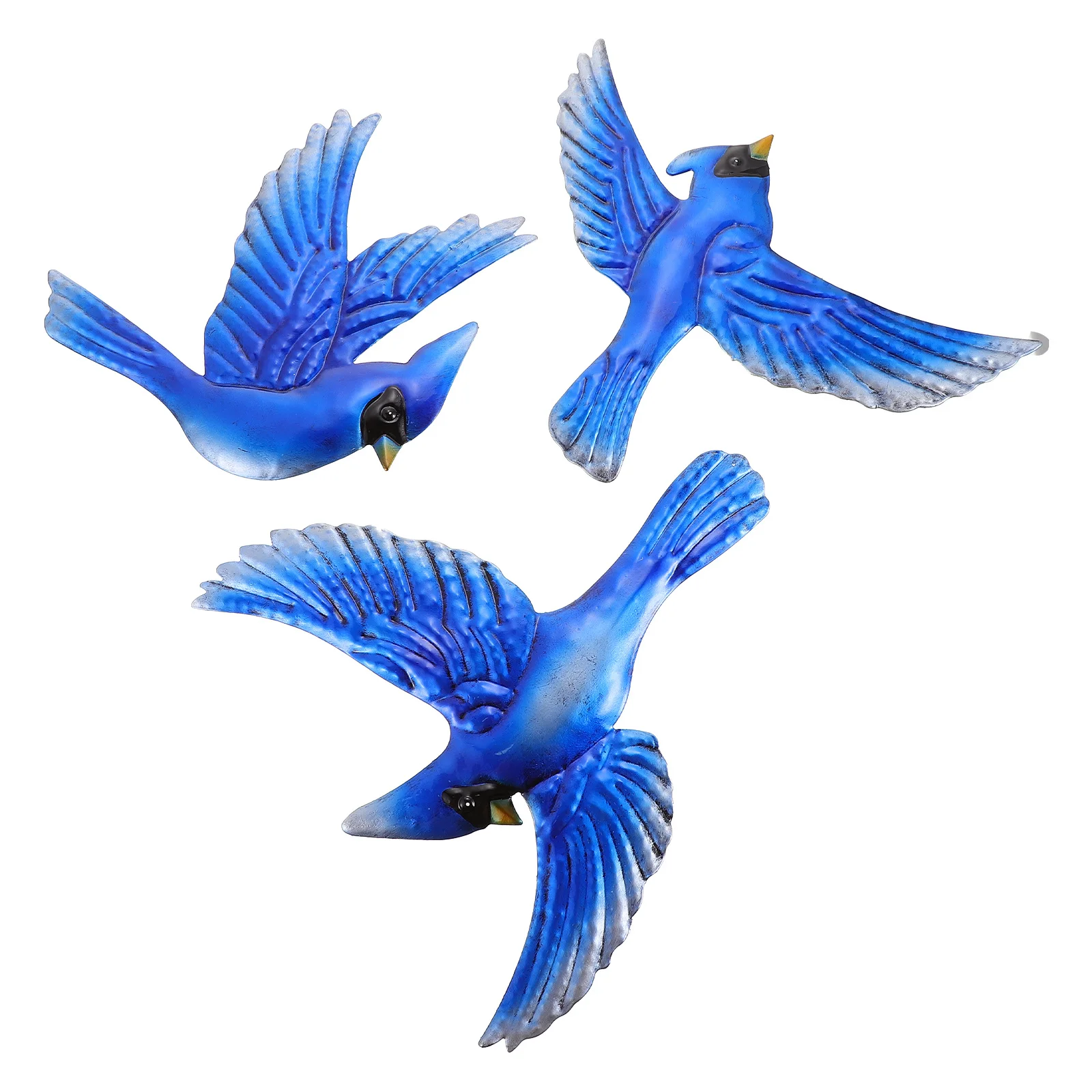 

3pcs Iron Birds Wall Hanging Pendants Decorative Figurines For Home Garden Decor Blue Artware Living Room Ornament