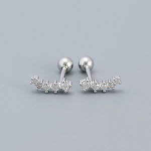 Cor Prata Astronaut Helix Ear Piercing Brincos para Mulheres, Mini Zircão, Estrela, Lua, Tragus, Cartilagem Piercing, Presente da Jóia 10 principais vendas brincos astronauta - №6